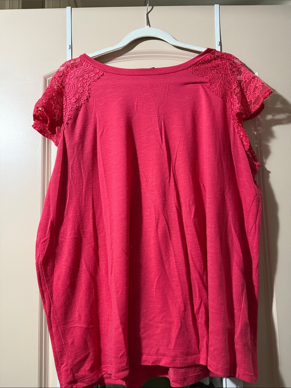 torrid Pink Lace Shoulder Short Sleeve Tee
